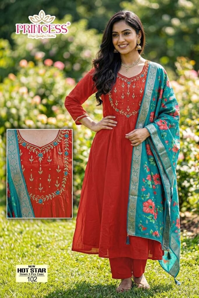 Beautiful Princess New Hot Star Mal Chanderi Anarkali Kurti Set Collection Wholesale 2026