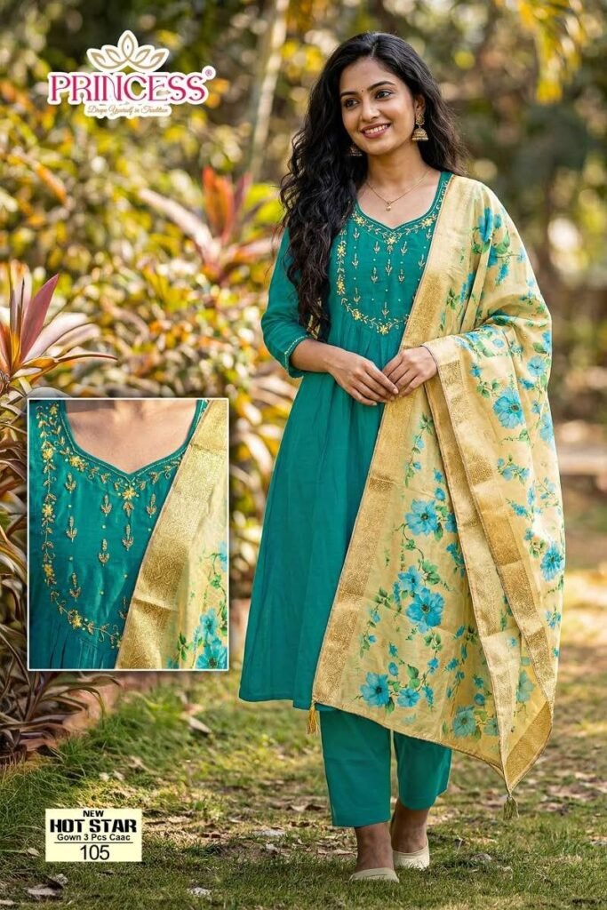 Beautiful Princess New Hot Star Mal Chanderi Anarkali Kurti Set Collection Wholesale 2026