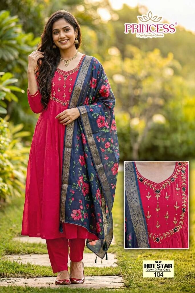 Beautiful Princess New Hot Star Mal Chanderi Anarkali Kurti Set Collection Wholesale 2026