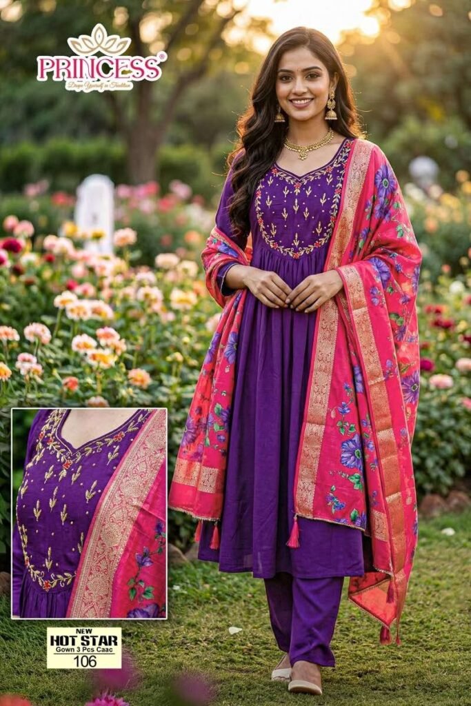 Beautiful Princess New Hot Star Mal Chanderi Anarkali Kurti Set Collection Wholesale 2026
