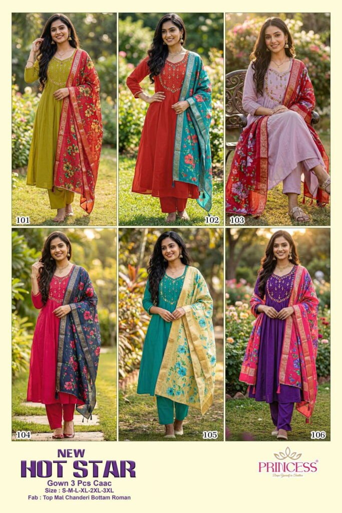 Beautiful Princess New Hot Star Mal Chanderi Anarkali Kurti Set Collection Wholesale 2026