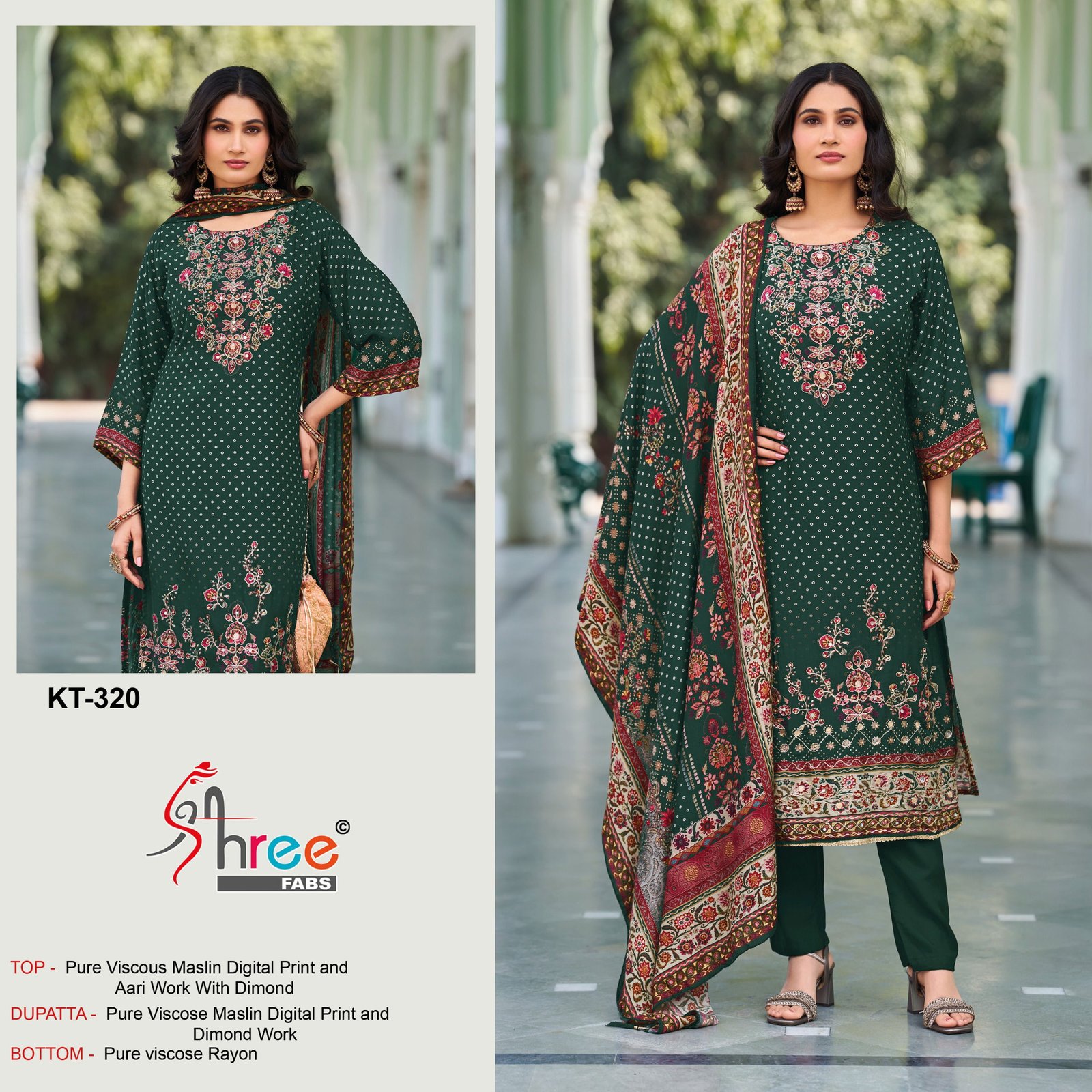 Shree Kt 320 A To D Viscose Muslin Digital Print Salwar Kameez Wholesale 6 Shree Kt 320 A To D Viscose Muslin Digital Print Salwar Kameez Wholesale
