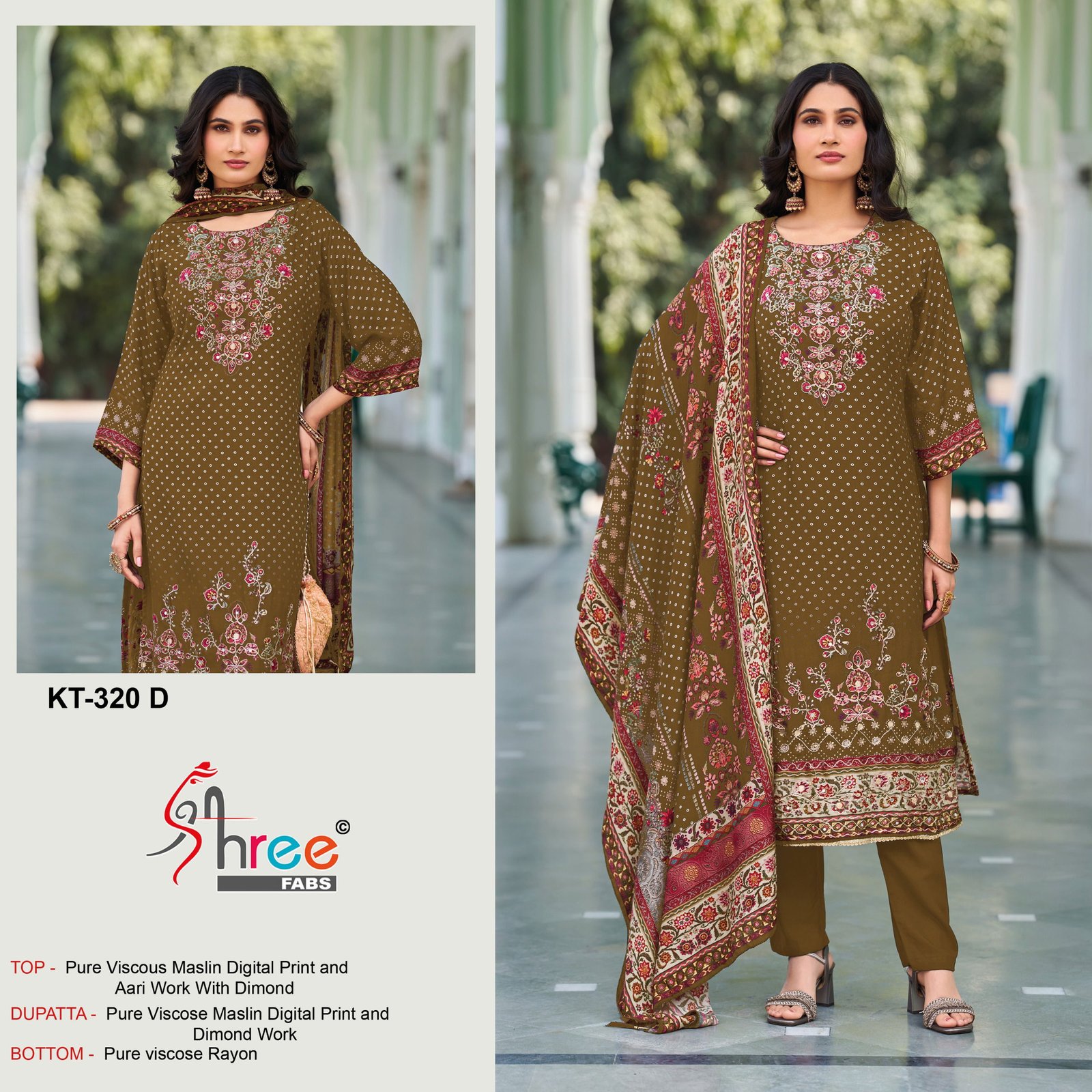 Shree Kt 320 A To D Viscose Muslin Digital Print Salwar Kameez Wholesale 7 Shree Kt 320 A To D Viscose Muslin Digital Print Salwar Kameez Wholesale