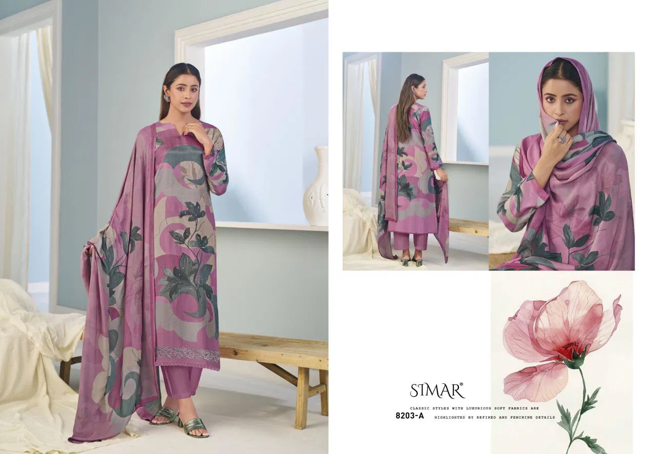 Glossy Simar Jashn Viscose Muslin Digital Print Embroidery Salwar Kameez Wholesale 6 Glossy Simar Jashn Viscose Muslin Digital Print Embroidery Salwar Kameez Wholesale