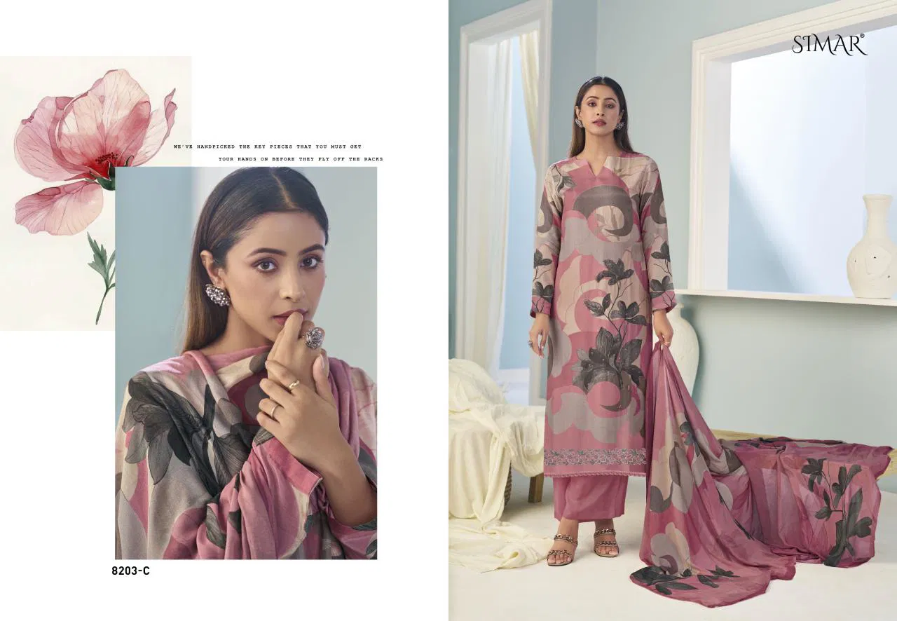 Glossy Simar Jashn Viscose Muslin Digital Print Embroidery Salwar Kameez Wholesale 7 Glossy Simar Jashn Viscose Muslin Digital Print Embroidery Salwar Kameez Wholesale
