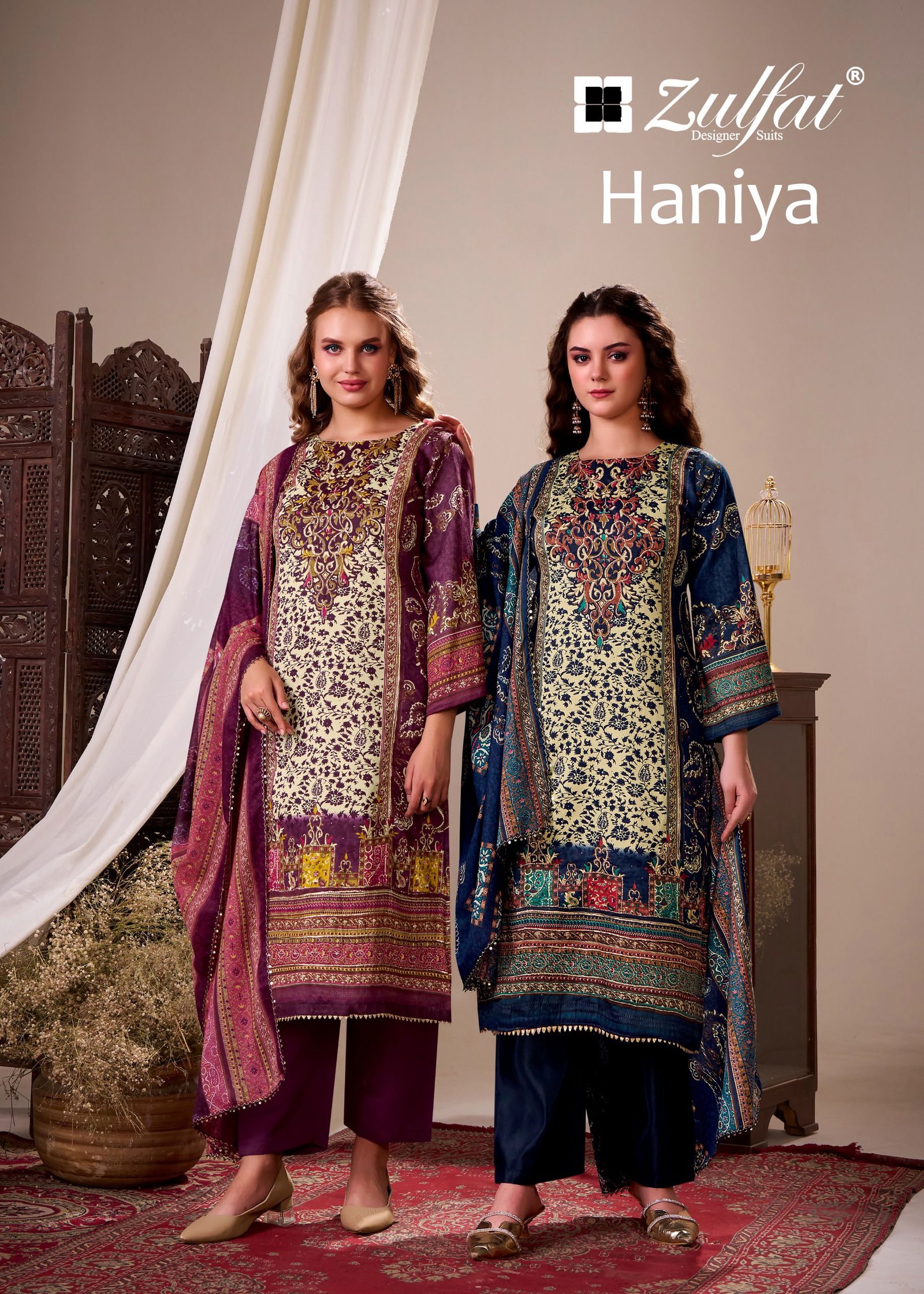 Zulfat Haniya Jam Cotton With Handwork Dress Material Collection Wholesale