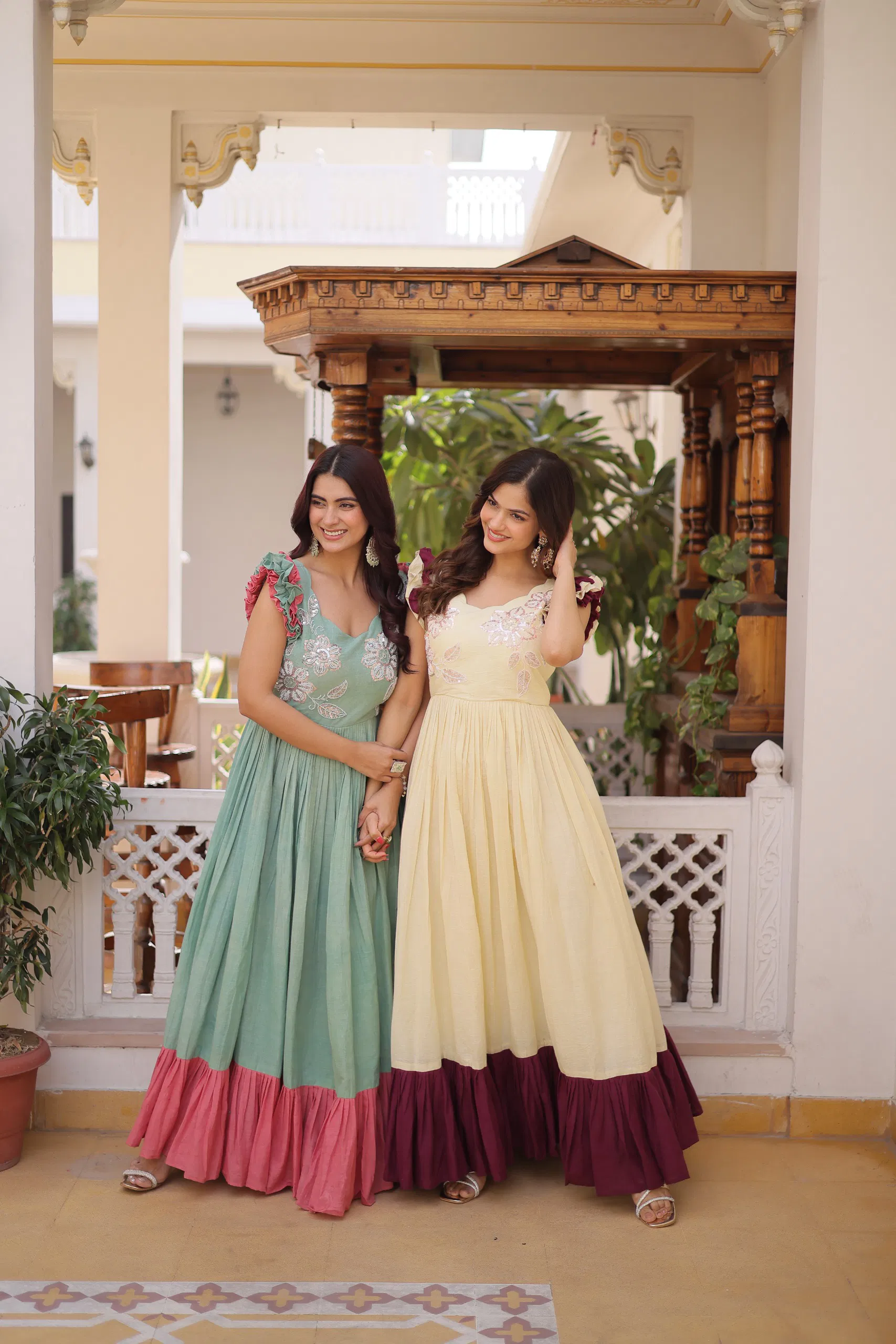 Lekha KA 1234 Cotton Sequins Multi Threads Beads Work Gown Wholesale