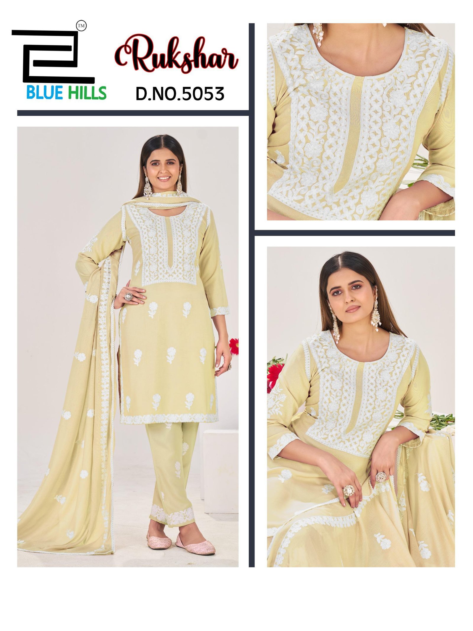 Blue Hills Rukshar Rayon With Threadwork Kurti Pant And Dupatta Collection Wholesale 6 Latest Blue Hills Rukshar Rayon With Threadwork Kurti Pant And Dupatta Collection Wholesale 2026