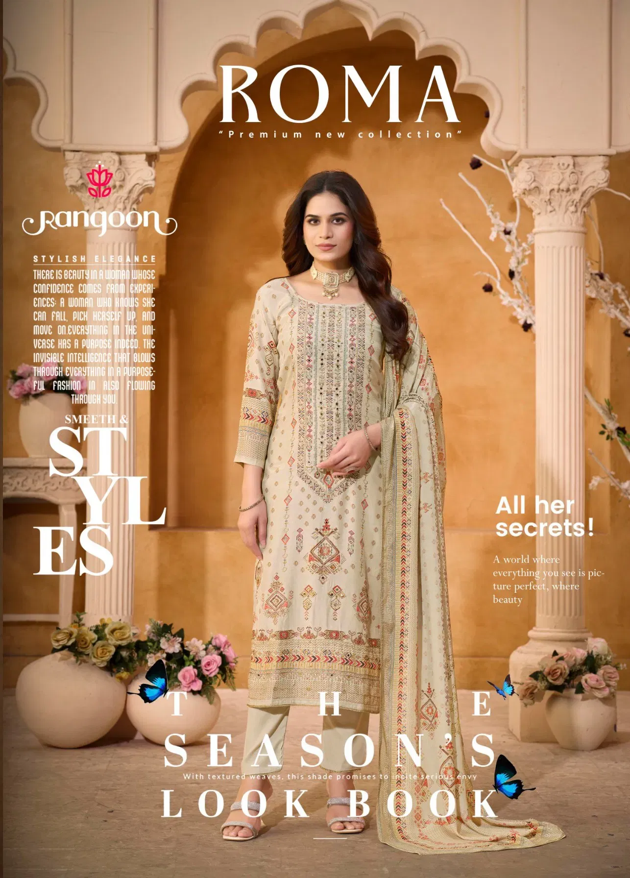 Rangoon Roma Muslin Digital Print With Work Designer Salwar Kameez Wholesale