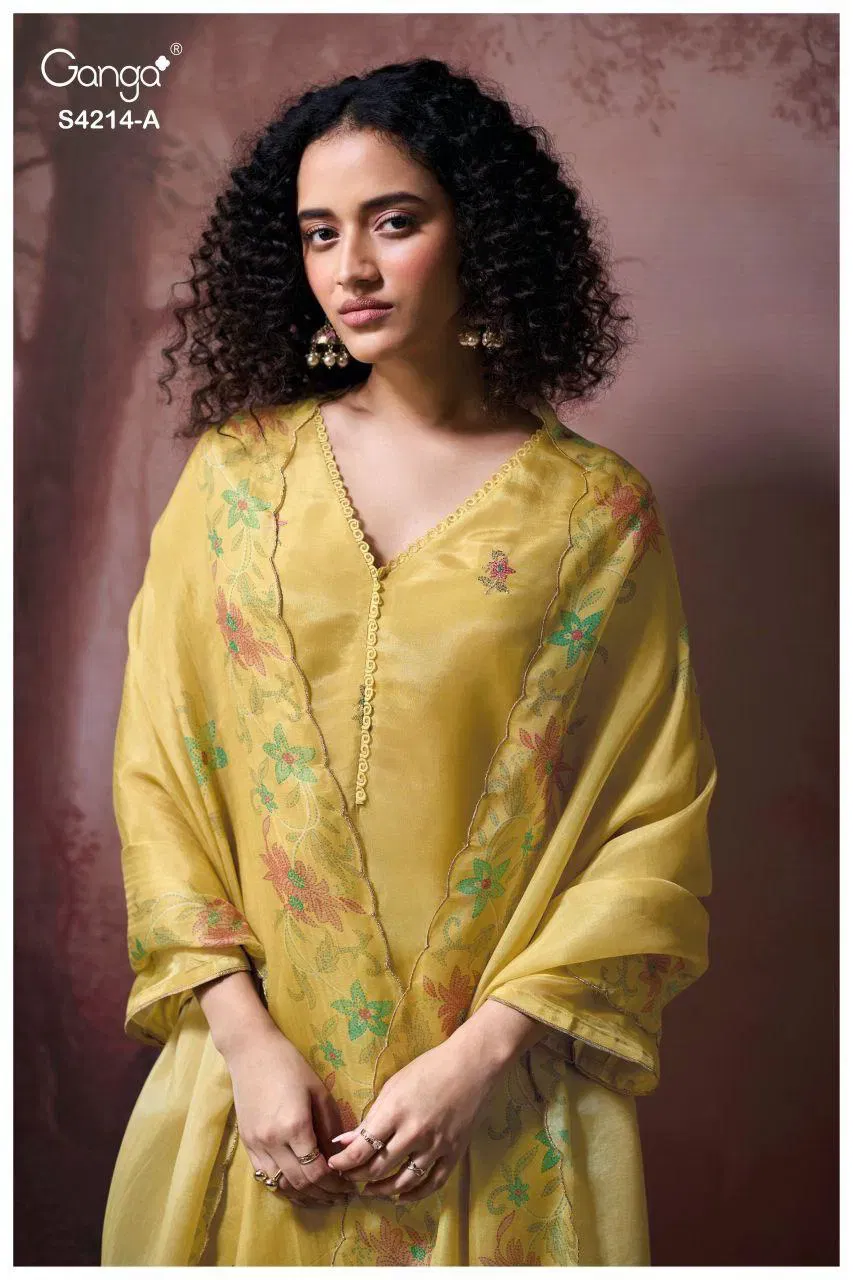 Ganga Hrishya 4214 Bemberg Silk WIth Embroidery Work Dress Material Collection Wholesale 5 Buy Ganga Hrishya 4214 Bemberg Silk WIth Embroidery Work Dress Material Collection Wholesale 2026