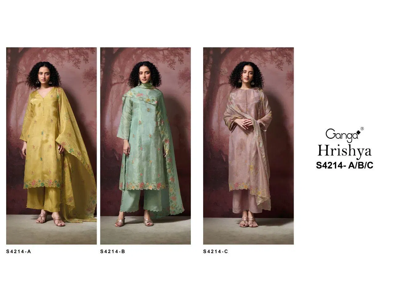 Ganga Hrishya 4214 Bemberg Silk WIth Embroidery Work Dress Material Collection Wholesale 11 Buy Ganga Hrishya 4214 Bemberg Silk WIth Embroidery Work Dress Material Collection Wholesale 2026