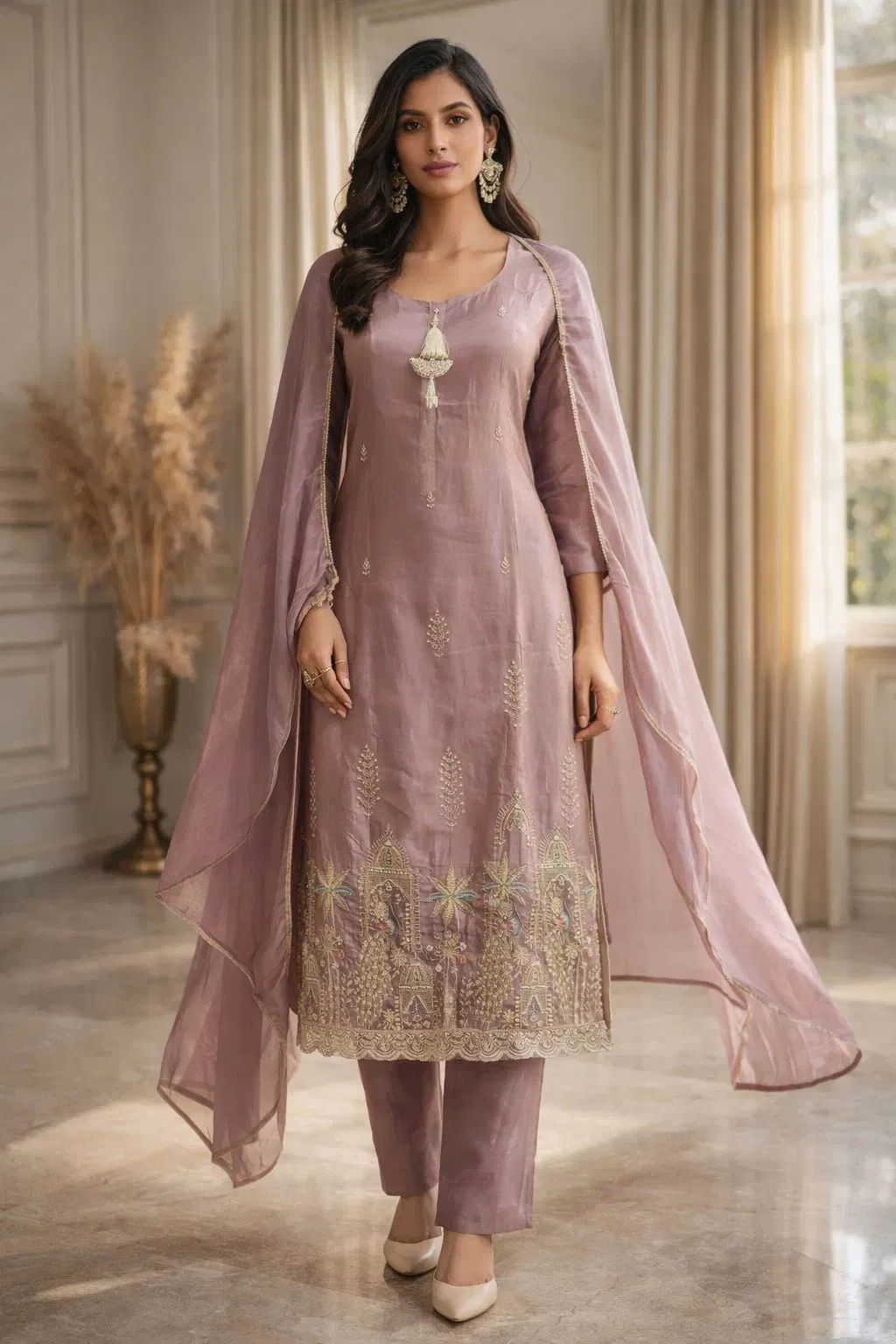 Naisha K 618 Shimmer With Handwork Kurti Pant And Dupatta Collection Wholesale