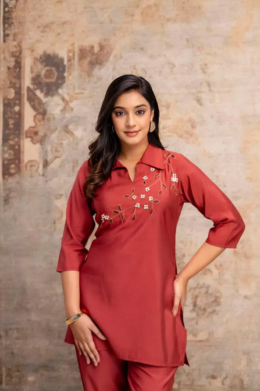 Naisha K 619 Roman Silk With Handwork Stylish Wear Co Ord Set Collection Wholesale