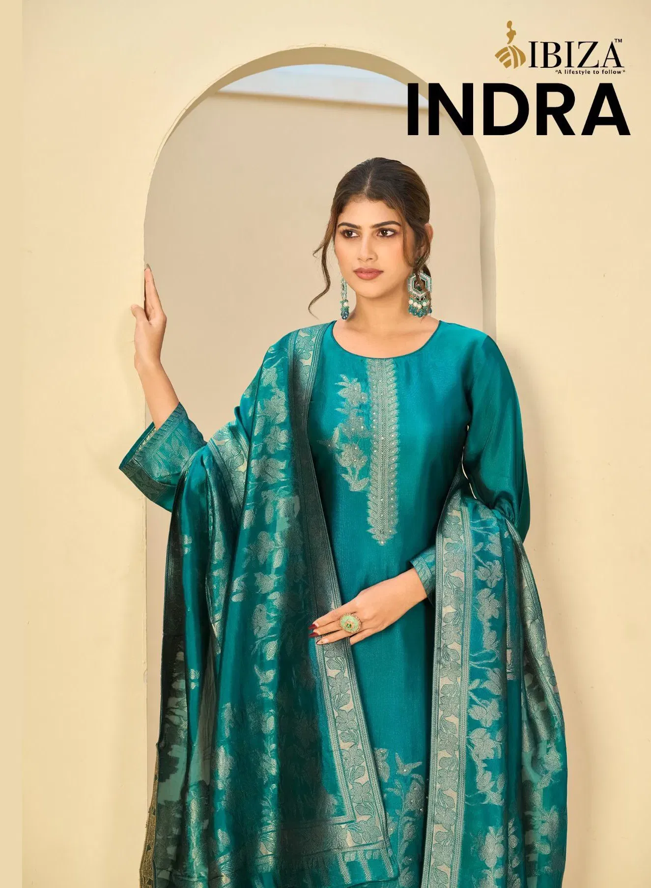 Ibiza Indra Banglory Silk Jacquard With Handwork Salwar Kameez Collection Wholesale