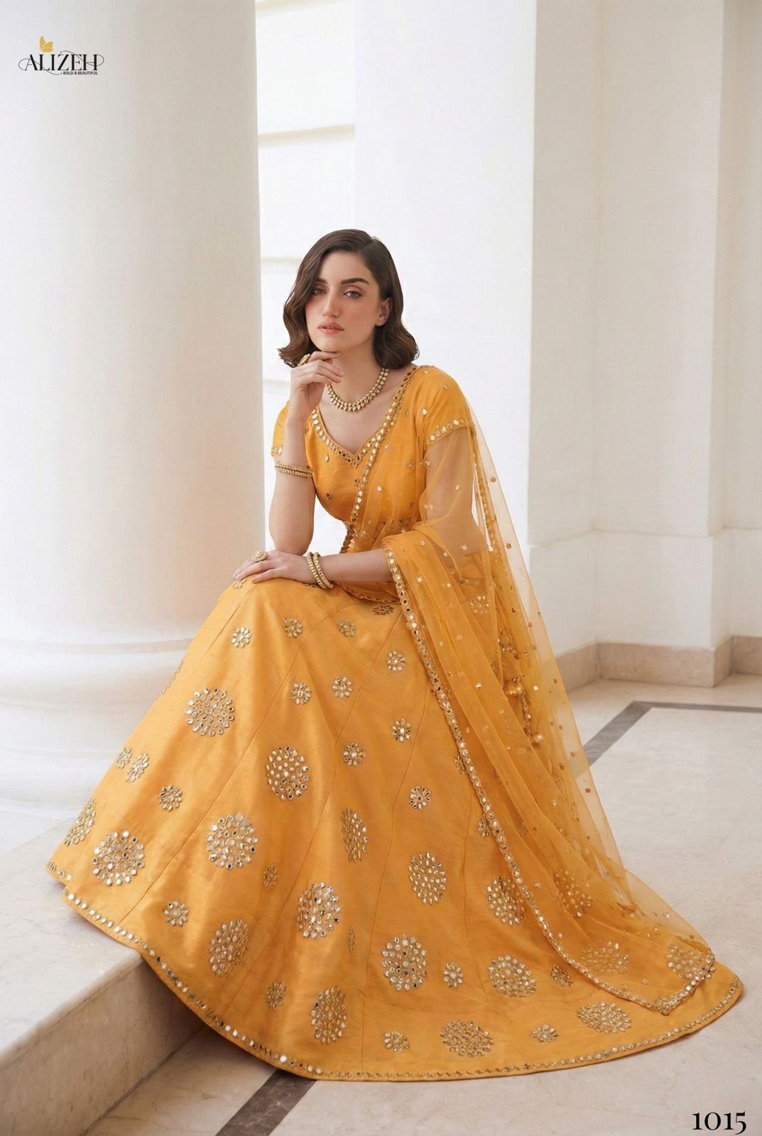 Alizeh Mirror Maze Silk Embroidery Mirror Work Lehenga Choli Collection Wholesale