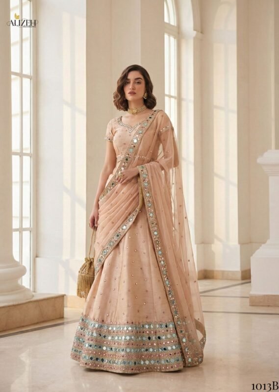 Buy Alizeh Mirror Maze Silk Embroidery Mirror Work Lehenga Choli Collection Wholesale 2026