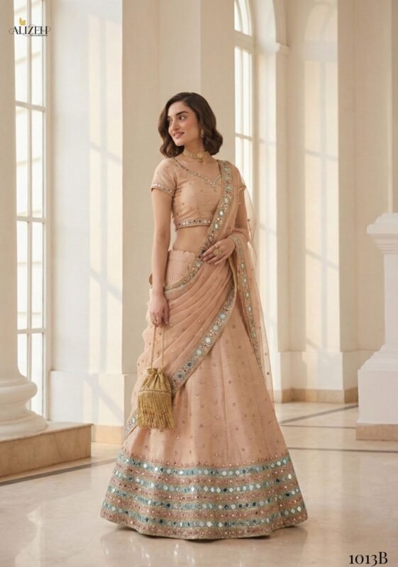 Buy Alizeh Mirror Maze Silk Embroidery Mirror Work Lehenga Choli Collection Wholesale 2026