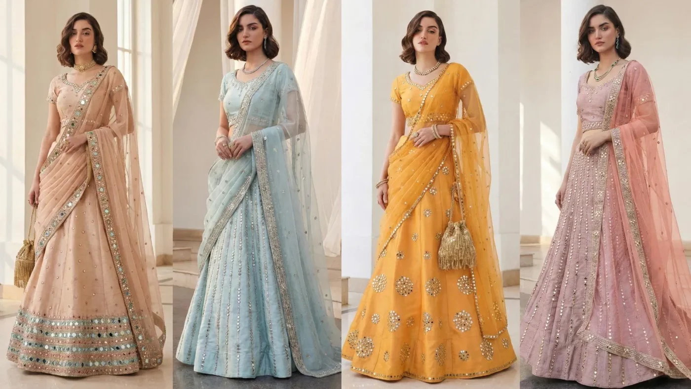 Buy Alizeh Mirror Maze Silk Embroidery Mirror Work Lehenga Choli Collection Wholesale 2026