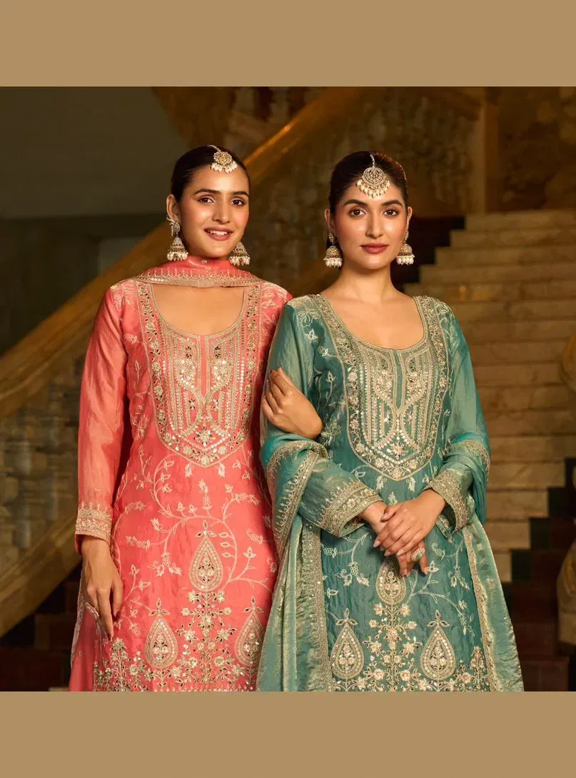 Sanika Ikatra Frendy Silk With Embroidered Work Top Bottom And Dupatta Collection Wholesale