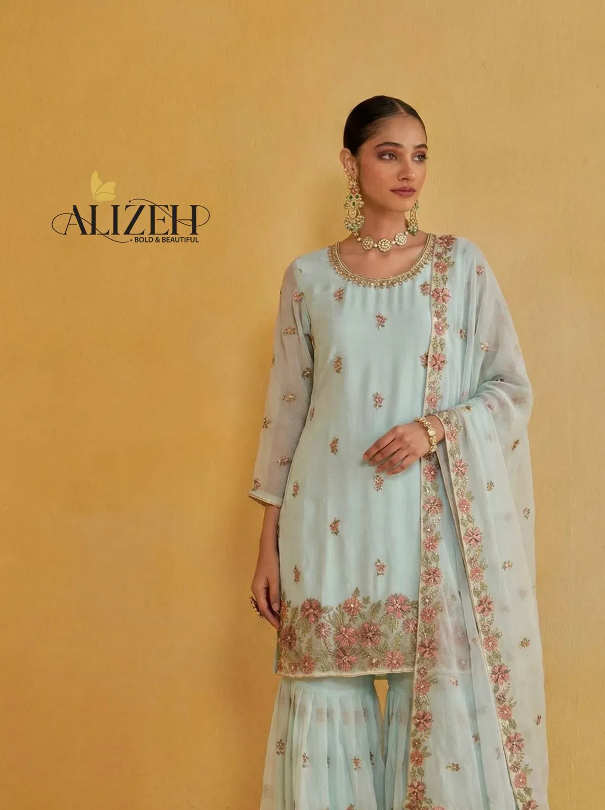 Alizeh 7066 To 7069 Georgette With Embroidered Top Sharara And Dupatta Wholesale