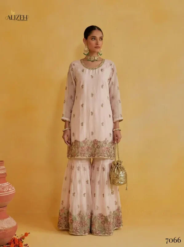 Beautiful Alizeh 7066 To 7069 Georgette With Embroidered Top Sharara And Dupatta Wholesale 2026