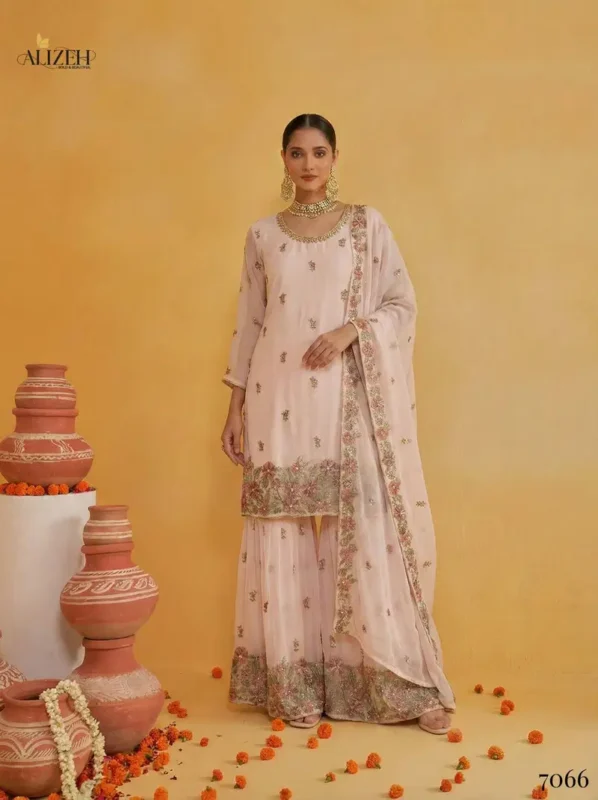 Beautiful Alizeh 7066 To 7069 Georgette With Embroidered Top Sharara And Dupatta Wholesale 2026