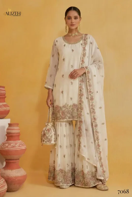 Beautiful Alizeh 7066 To 7069 Georgette With Embroidered Top Sharara And Dupatta Wholesale 2026