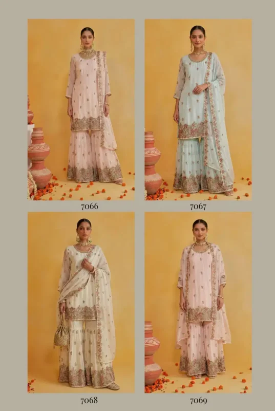 Beautiful Alizeh 7066 To 7069 Georgette With Embroidered Top Sharara And Dupatta Wholesale 2026