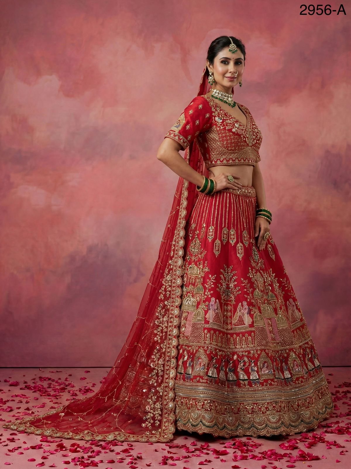 Anjani 2956 Double Dupatta Combine Flair Bridal lehenga in Barrat style work Lehenag Choli Collection Wholesale 5 Anjani 2956 Double Dupatta Combine Flair Bridal lehenga in Barrat style work Lehenag Choli Collection Wholesale
