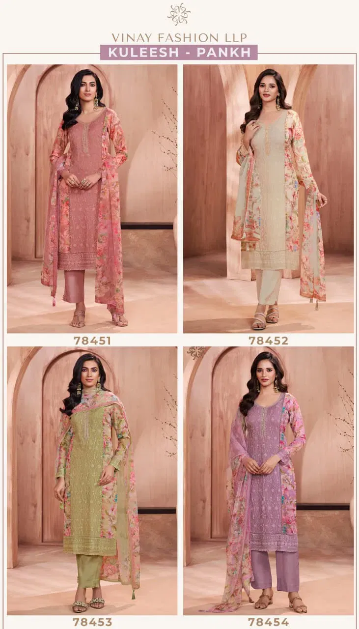 Vinay Kuleesh Pankh Silk Chiffon With Embroidery Salwar Kameez Wholesale 12 Stylish Vinay Kuleesh Pankh Silk Chiffon With Embroidery Salwar Kameez Wholesale 2026