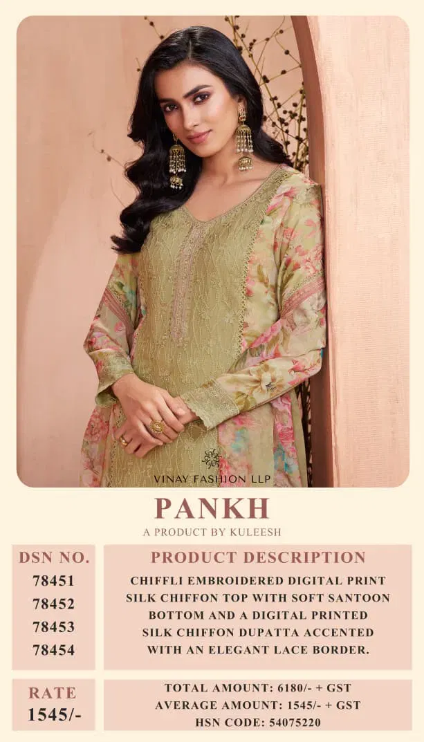 Vinay Kuleesh Pankh Silk Chiffon With Embroidery Salwar Kameez Wholesale 13 Stylish Vinay Kuleesh Pankh Silk Chiffon With Embroidery Salwar Kameez Wholesale 2026