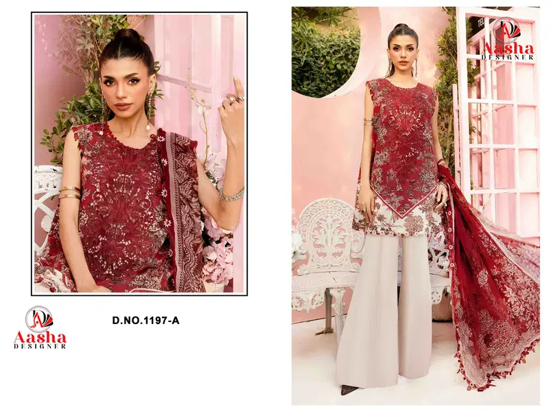 Aasha 1197 A And B Chiffon Dupatta Cotton Embroidery Work Salwar Kameez Wholesale 5 Beautiful Aasha 1197 A And B Chiffon Dupatta Cotton Embroidery Work Salwar Kameez Wholesale 2026