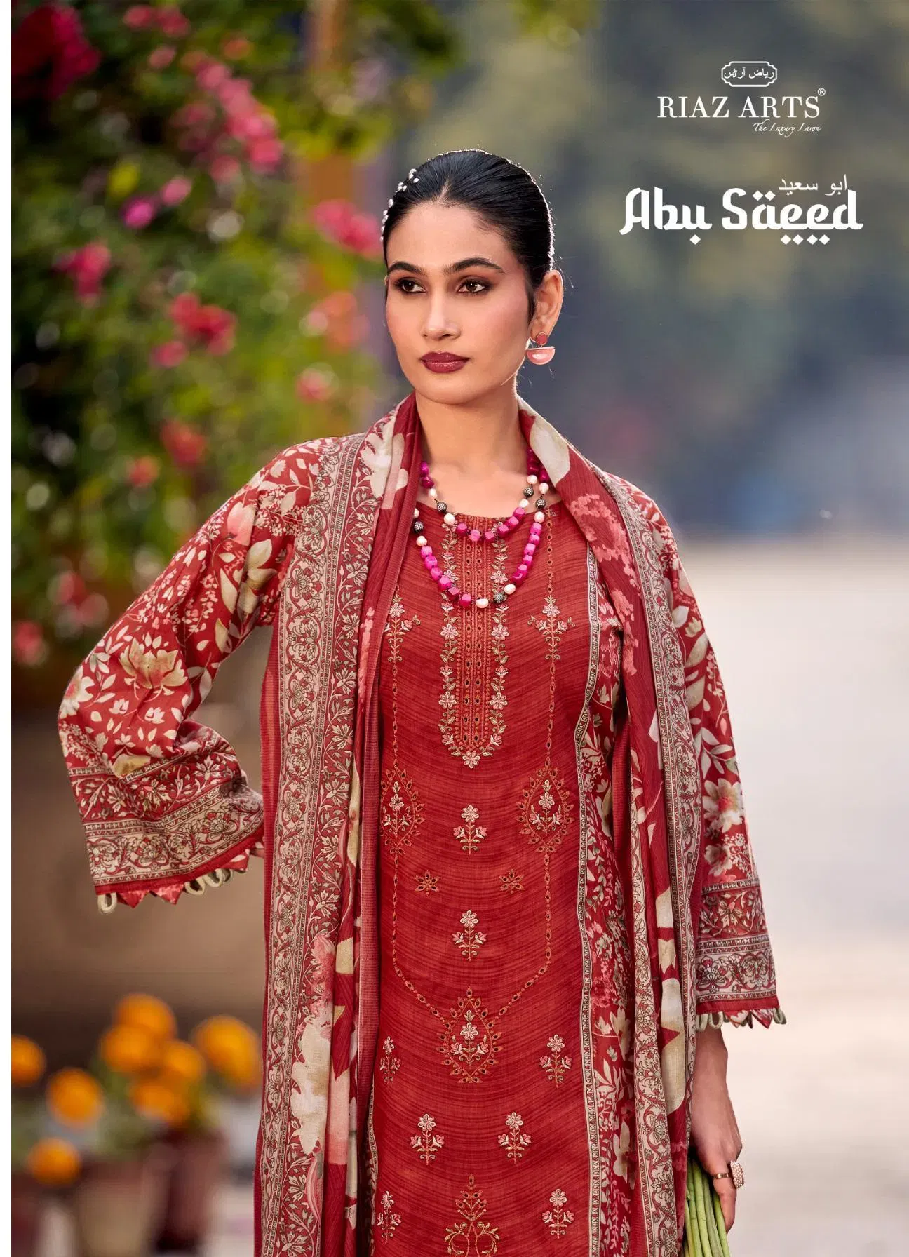 Riaz Arts Abu Saeed Cambric Cotton With Embroidery Dress Material Wholesale