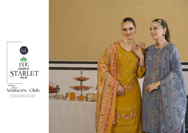 Belliza Jade Ombre Starlet Vol 2 Lawn Cotton Embroidery Work Dress Material Wholesale 8 Latest Belliza Jade Ombre Starlet Vol 2 Lawn Cotton Embroidery Work Dress Material Wholesale 2026