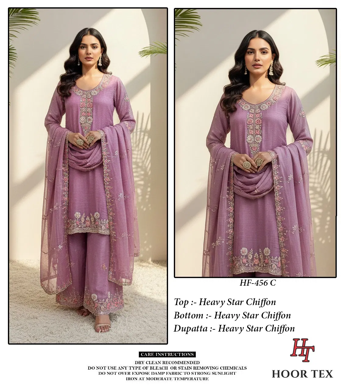 Hoor Tex HF 456 A to D Chinon Pakistani Suit Collection Wholesale