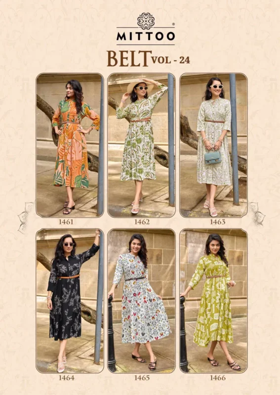 Buy Mittoo Belt Vol 24 Rayon Printed Casual Wear One Piece Collection Wholesale 2026