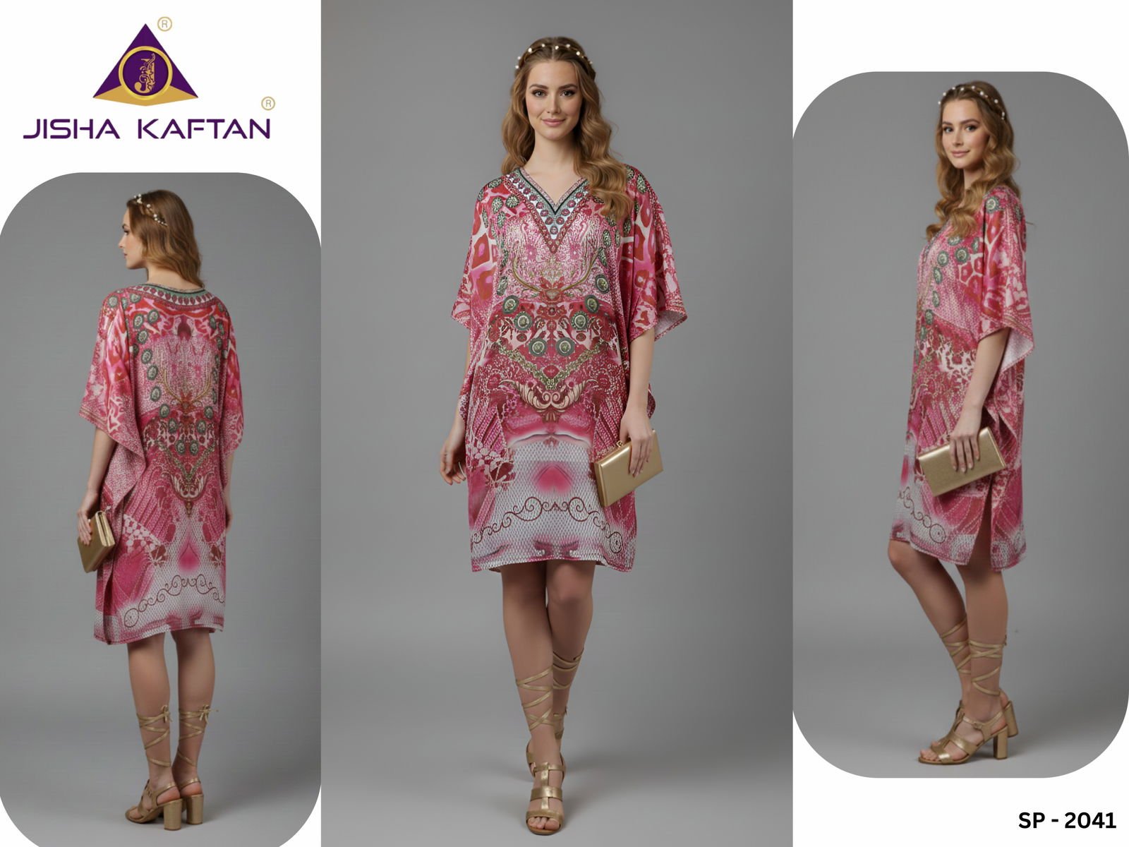 Jisha Kaftan Silk Poncho Vol 6 Feather Silk Digital Printed Kaftans Wholesale