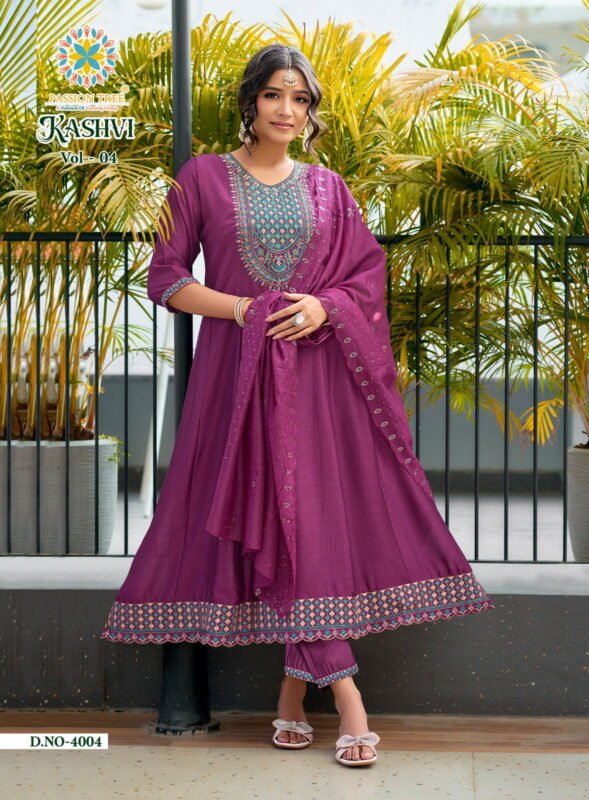 Latest Kashvi Vol 4 By Passion Tree Vichitra Silk With Work Top Bottom And Dupatta Collection Wholesale 2026