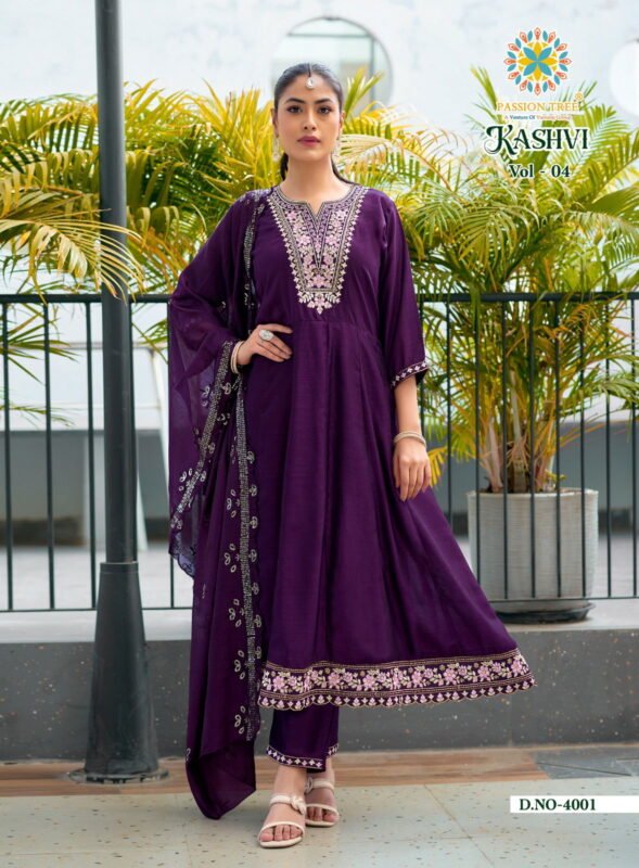 Latest Kashvi Vol 4 By Passion Tree Vichitra Silk With Work Top Bottom And Dupatta Collection Wholesale 2026