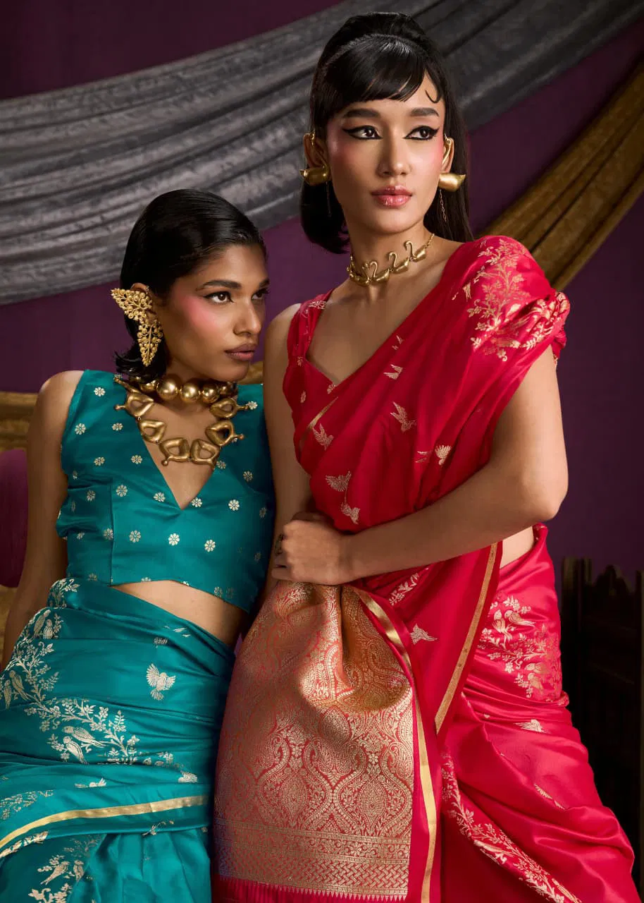 Rajtex Kanthkala Indigo Satin Handloom Weaving Saree Collection Wholesale