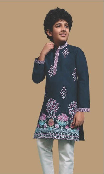 Clleora Tradi Kidz Viscose Silk Thread Work Kurta And Pant Collection Wholesale