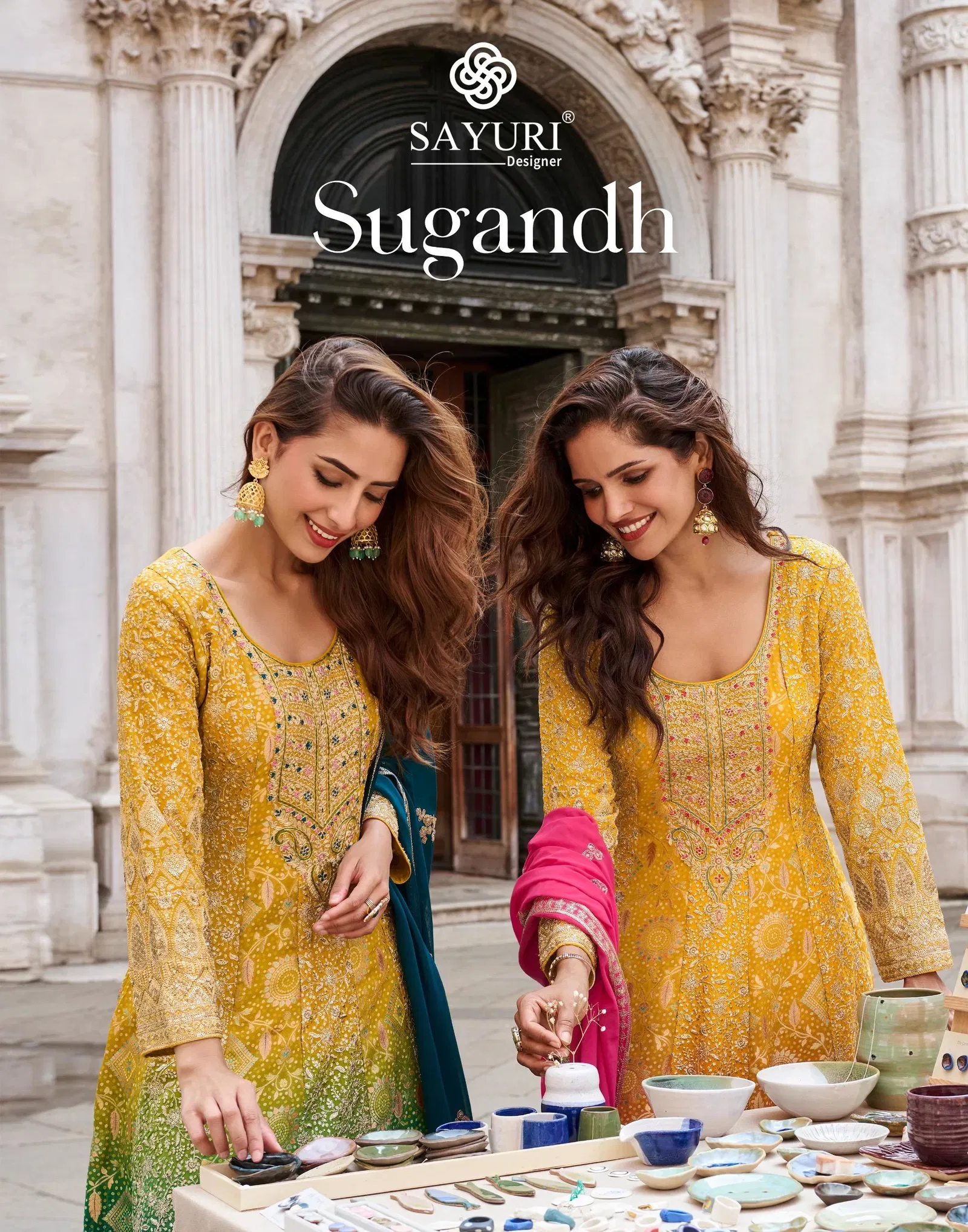 Sayuri Sugandh Viscose Silk With Embroidered Work Top Bottom And Dupatta Collection Wholesale