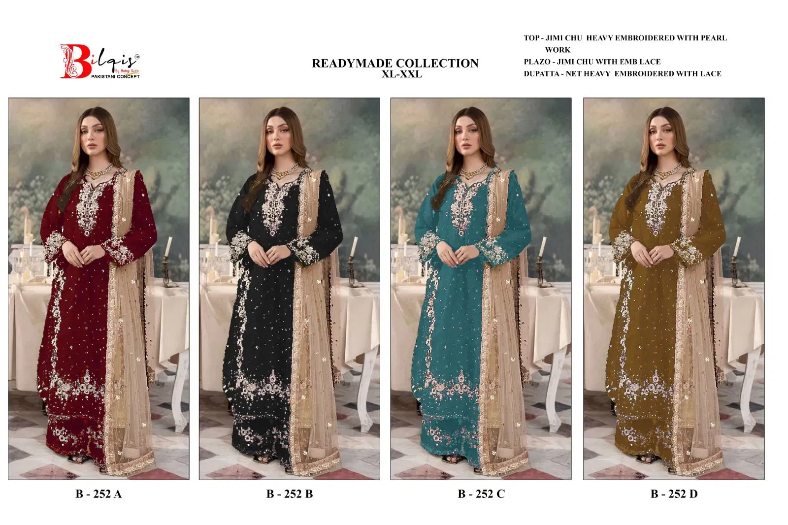 Bilqis B 252 A To D Readymade Jimmy Choo Embroidered Pakistani Suits Collection Wholesale 8 Buy Bilqis B 252 A To D Readymade Jimmy Choo Embroidered Pakistani Suits Collection Wholesale 2026
