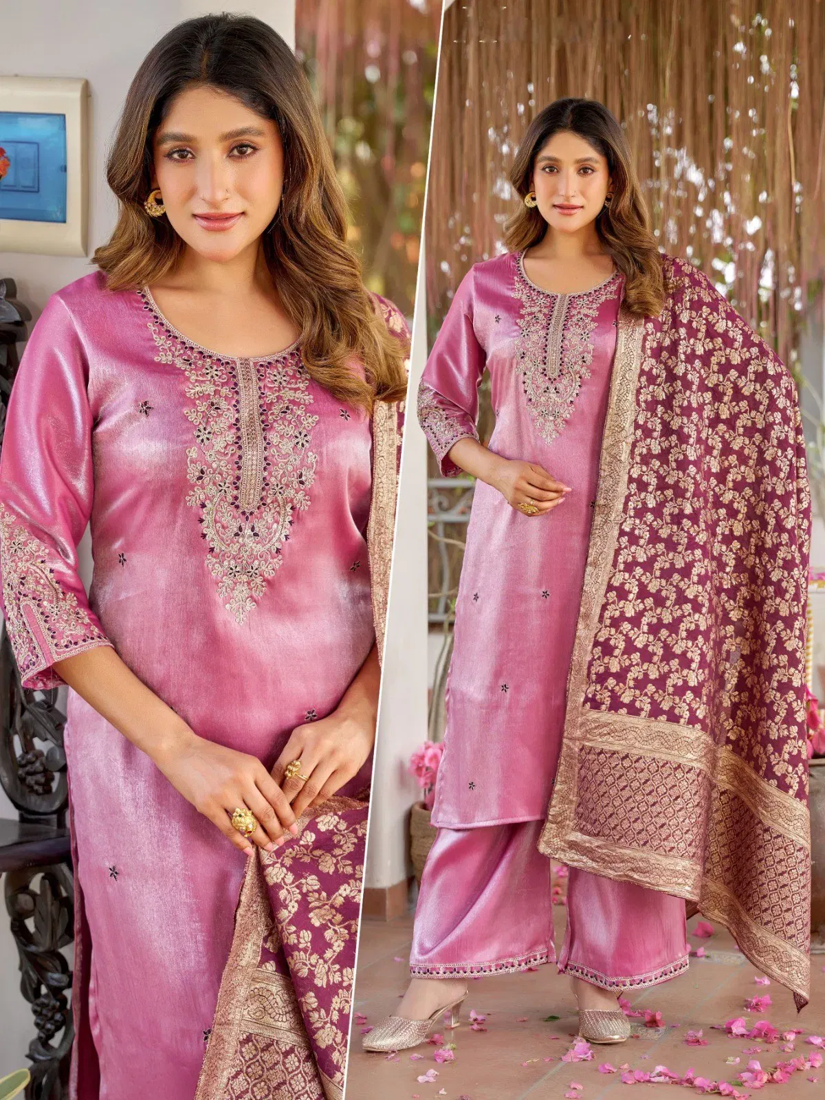 Naisha K 645 Roman Glass With Work Kurti Pant And Dupatta Collection Wholesale 5 Naisha K 645 Roman Glass With Work Kurti Pant And Dupatta Collection Wholesale