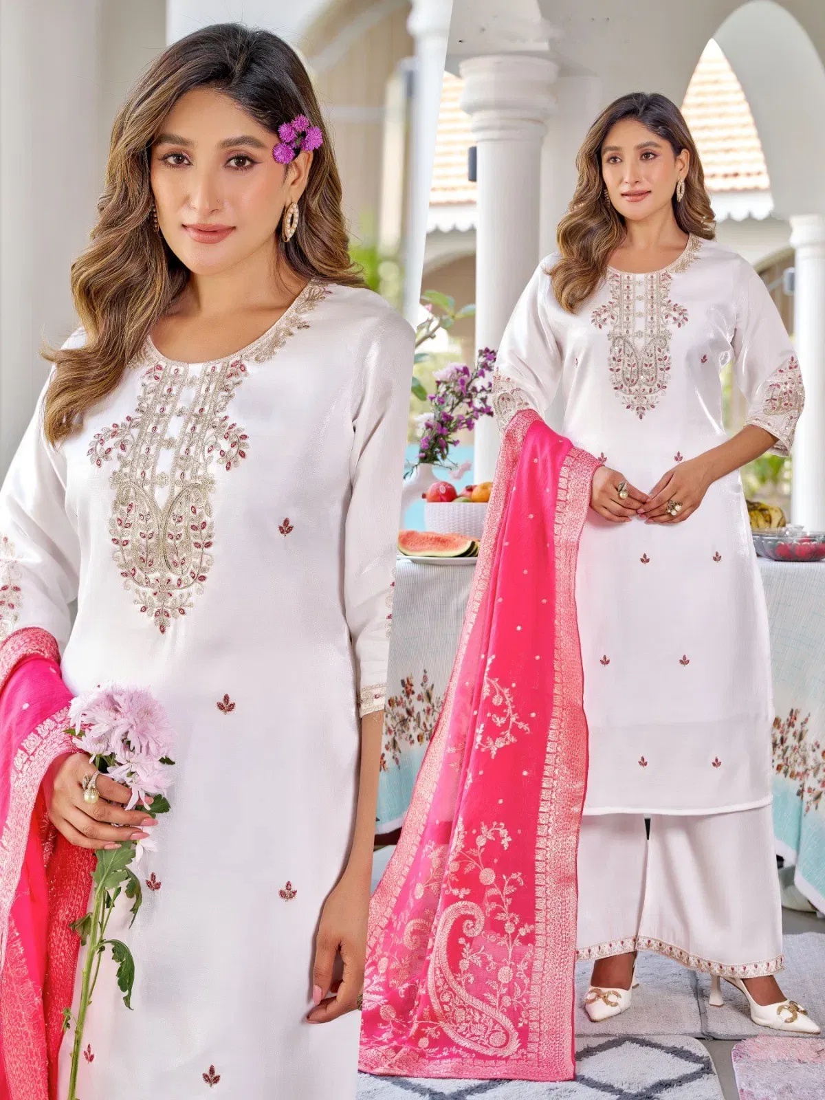 Naisha K 645 Roman Glass With Work Kurti Pant And Dupatta Collection Wholesale 6 Naisha K 645 Roman Glass With Work Kurti Pant And Dupatta Collection Wholesale