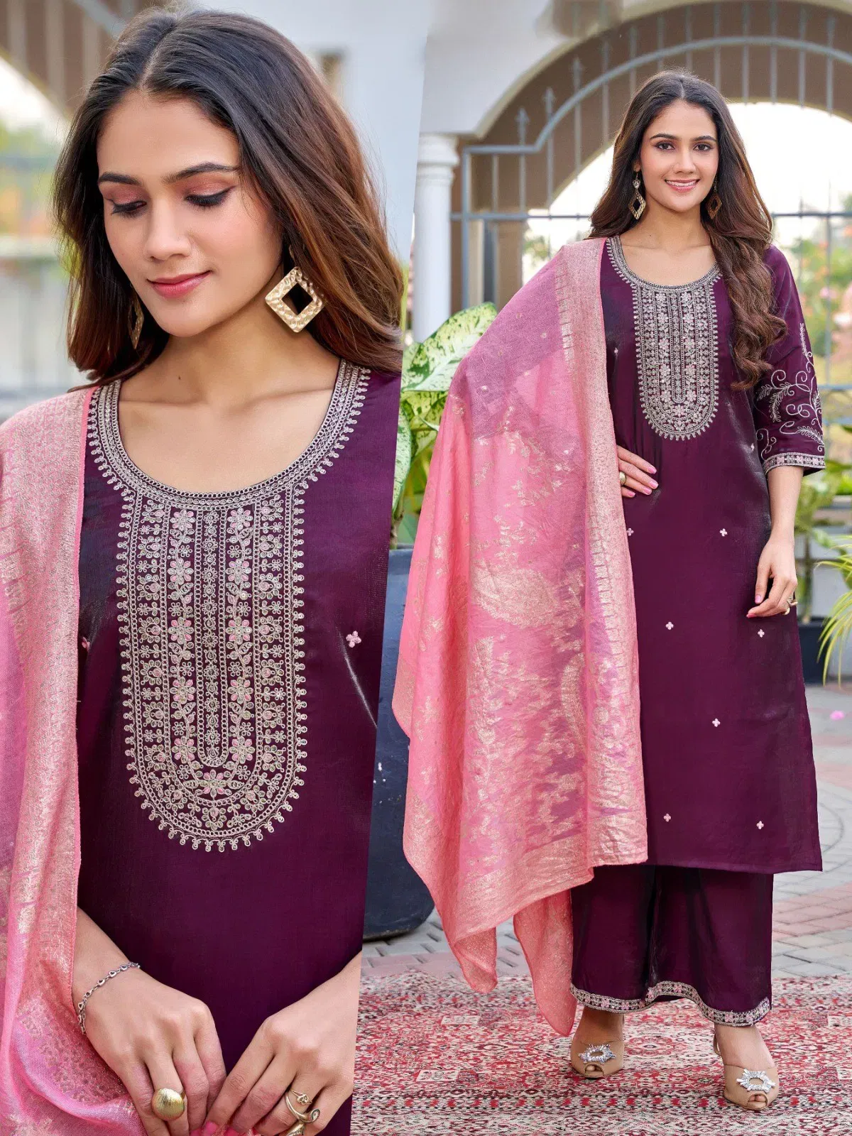 Naisha K 645 Roman Glass With Work Kurti Pant And Dupatta Collection Wholesale 11 Naisha K 645 Roman Glass With Work Kurti Pant And Dupatta Collection Wholesale