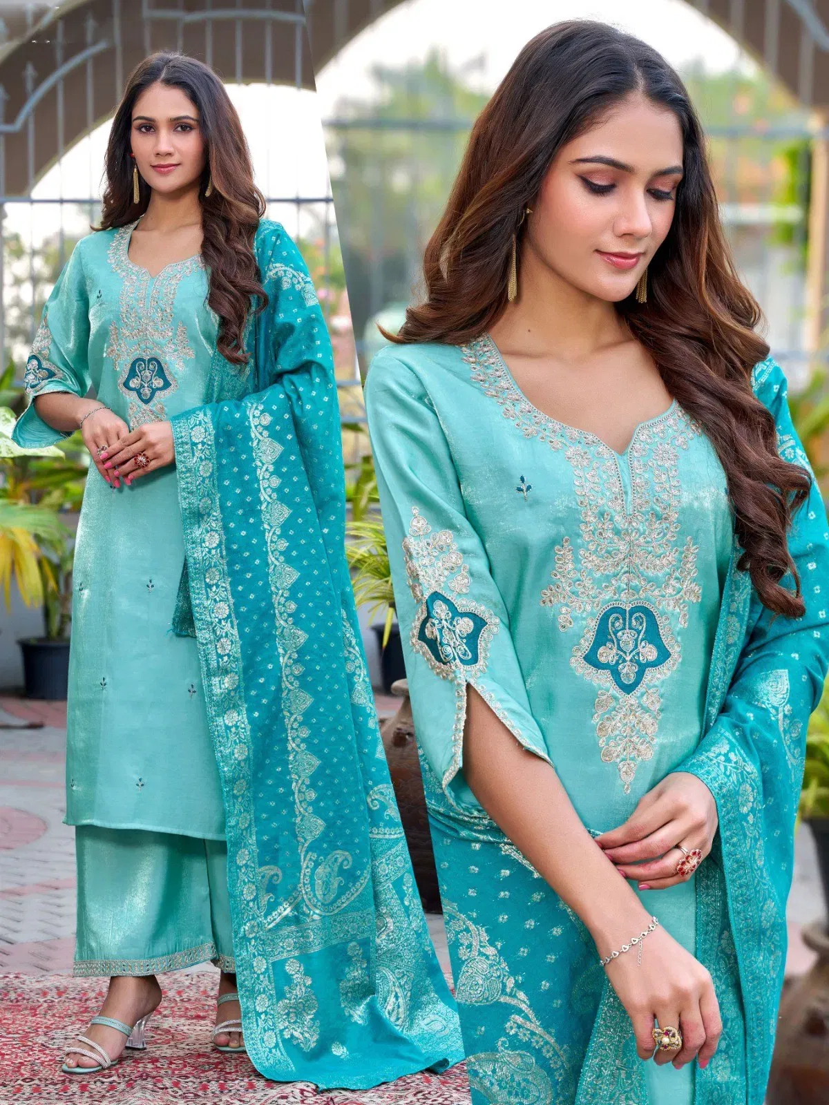 Naisha K 645 Roman Glass With Work Kurti Pant And Dupatta Collection Wholesale 12 Naisha K 645 Roman Glass With Work Kurti Pant And Dupatta Collection Wholesale