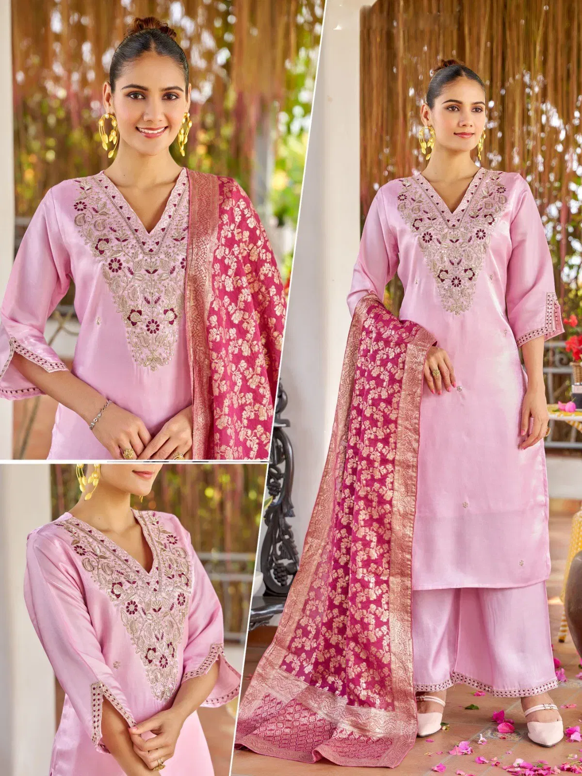 Naisha K 645 Roman Glass With Work Kurti Pant And Dupatta Collection Wholesale 14 Naisha K 645 Roman Glass With Work Kurti Pant And Dupatta Collection Wholesale