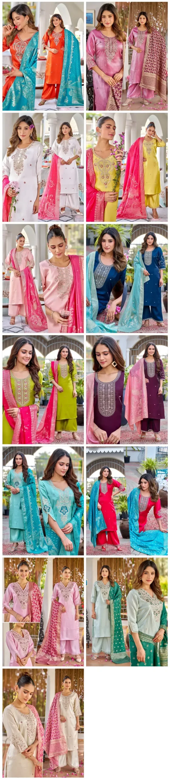 Naisha K 645 Roman Glass With Work Kurti Pant And Dupatta Collection Wholesale 17 Naisha K 645 Roman Glass With Work Kurti Pant And Dupatta Collection Wholesale