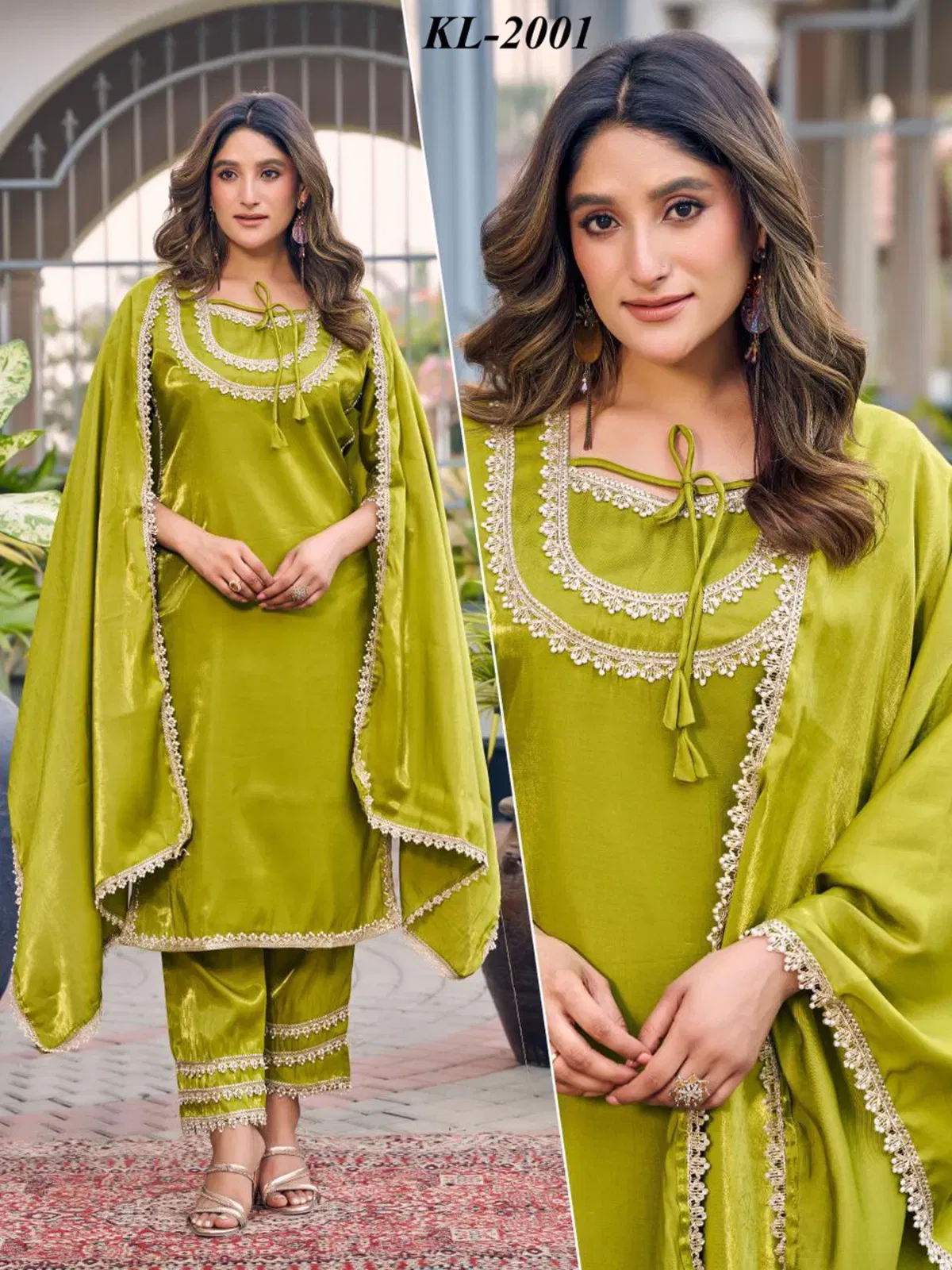 Naisha K 646 Roman Glass With Work Kurti Pant And Dupatta Collection Wholesale